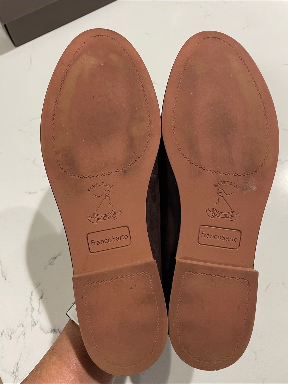 Franco Sarto Dark Brown Suede Slip-On Loafers - Picture 5 of 8